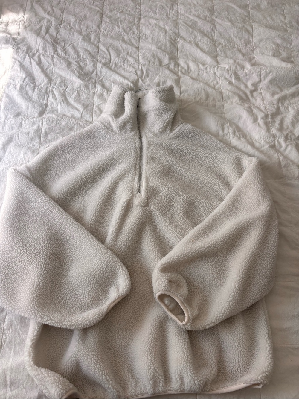 Ardene Cream Sherpa Half-Zip Turtleneck Pullover